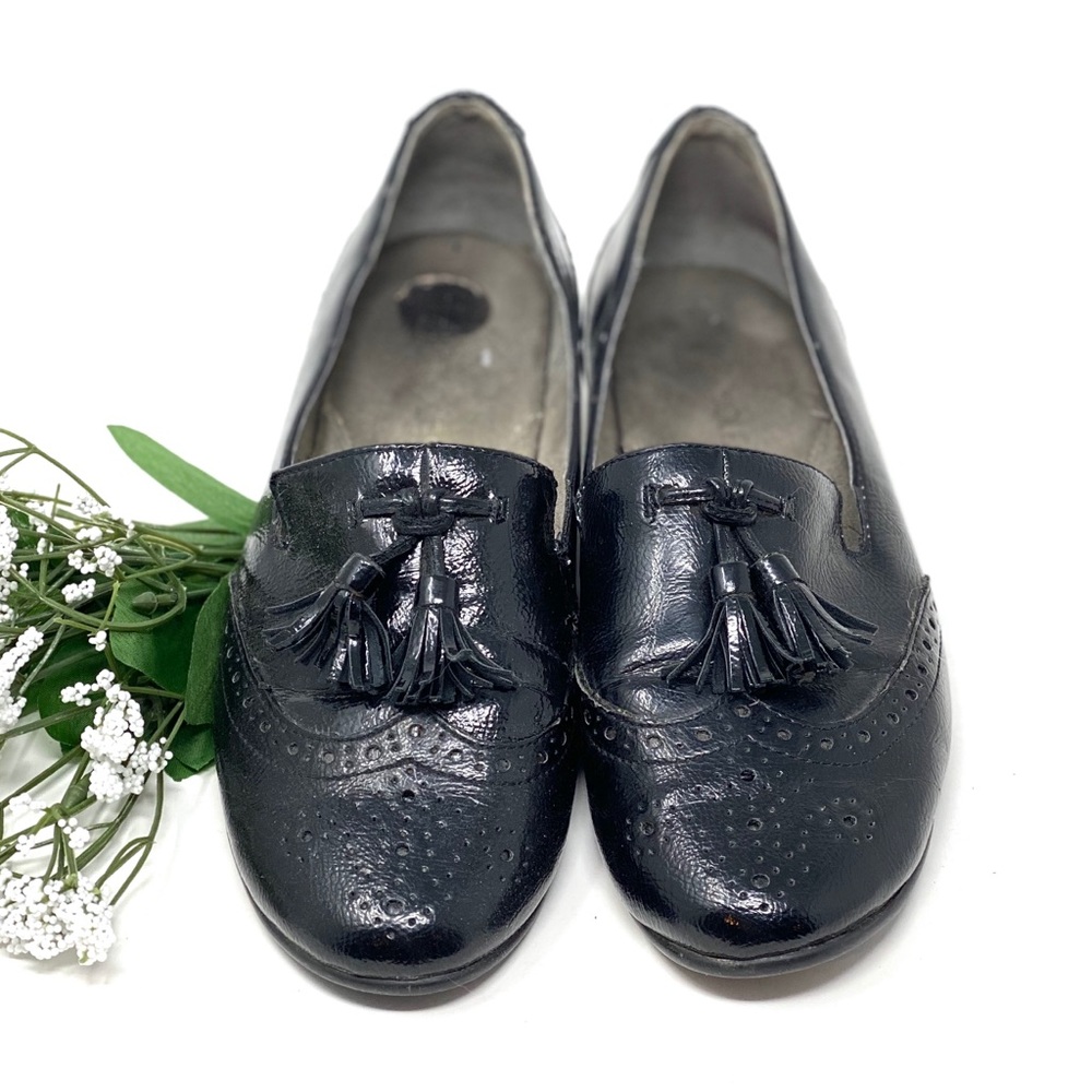 Aerosoles Black Patent Leather Cream Sota Loafers